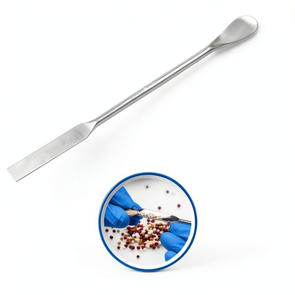 A2Z-SQSP4-7 Stainless Steel Double Ended Micro Lab Spatula Sampler, Square & Flat Spoon End, 7" Length, 4/Pack-3