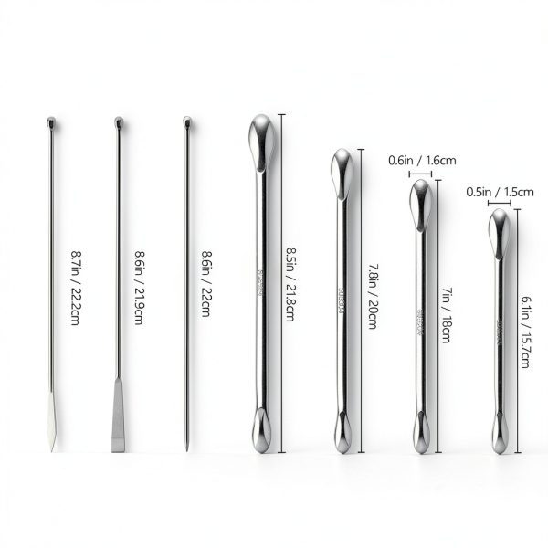 Stainless Steel Lab Spatula Set Punhung Double Ended Micro Scoop-1