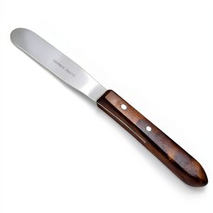 Lab Spatula Wood Handle HIGH TECH 4" Polished Stainless Steel Blade-0