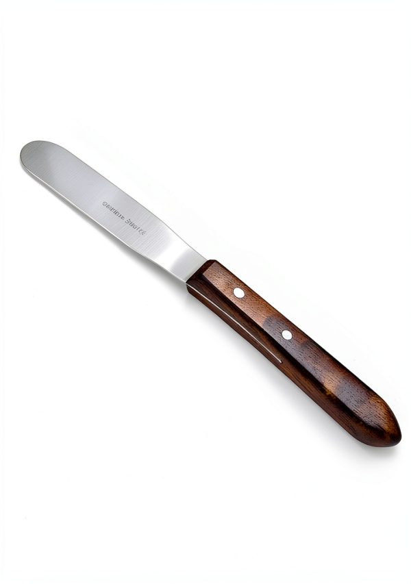 Lab Spatula Wood Handle HIGH TECH 4" Polished Stainless Steel Blade-0
