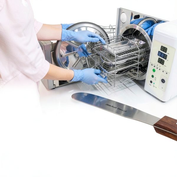 Lab Spatula Wood Handle HIGH TECH 4" Polished Stainless Steel Blade-5