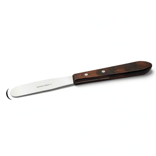Lab Spatula Wood Handle HIGH TECH 4" Polished Stainless Steel Blade-1