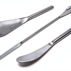 A2Z-SQSP4-7 Stainless Steel Double Ended Micro Lab Spatula Sampler, Square & Flat Spoon End, 7" Length, 4/Pack-0