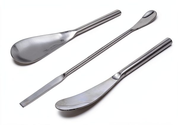 A2Z-SQSP4-7 Stainless Steel Double Ended Micro Lab Spatula Sampler, Square & Flat Spoon End, 7" Length, 4/Pack-0