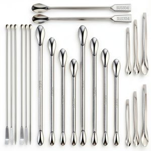 Stainless Steel Lab Spatula Set Punhung Double Ended Micro Scoop-0
