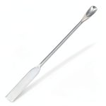 Double Ended Micro Lab Scoop Spoon Half Rounded/Flat End Spatula, Stainless Steel-0