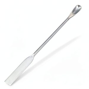 Double Ended Micro Lab Scoop Spoon Half Rounded/Flat End Spatula, Stainless Steel-0