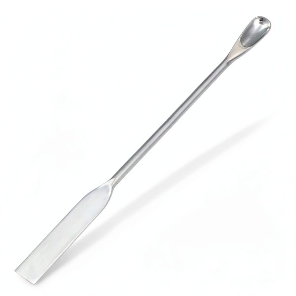 Double Ended Micro Lab Scoop Spoon Half Rounded/Flat End Spatula, Stainless Steel-0