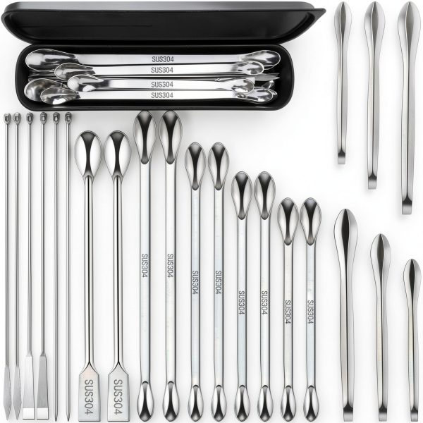 Stainless Steel Micro Scoop Set 23pcs by Artcome Lab Spatula-0