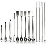 Stainless Steel Lab Spatula Set FDIO – Dual‑Head & Micro Scoop 22cm-0