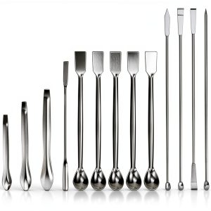 Stainless Steel Lab Spatula Set FDIO – Dual‑Head & Micro Scoop 22cm-0