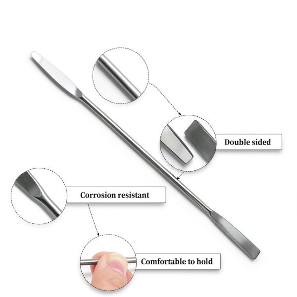 Stainless Steel Lab Spatula 2PCS Double‑Ended Mini 6.2" by MOZEAT LENS-2